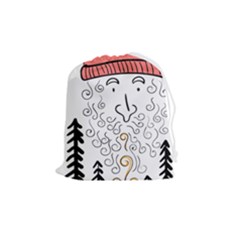 Santa Claus Cabin Hut Campfire Drawstring Pouch (medium) by Ndabl3x