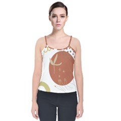 Abstract Pattern Art Drawing Velvet Spaghetti Strap Top