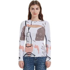 Abstract Art Design Pattern Women s Cut Out Long Sleeve T-shirt