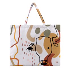 Abstract Bull Art Design Zipper Large Tote Bag by Ndabl3x