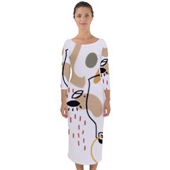 Abstract Bull Art Design Quarter Sleeve Midi Bodycon Dress by Ndabl3x