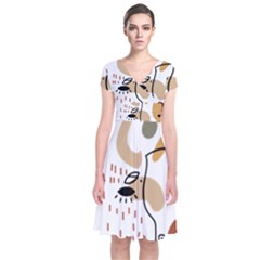 Abstract Bull Art Design Short Sleeve Front Wrap Dress by Ndabl3x