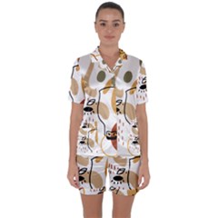 Abstract Bull Art Design Satin Short Sleeve Pajamas Set by Ndabl3x