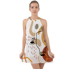 Abstract Bull Art Design Halter Tie Back Chiffon Dress by Ndabl3x