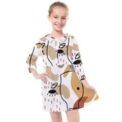 Abstract Bull Art Design Kids  Quarter Sleeve Shirt Dress by Ndabl3x