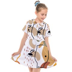 Abstract Bull Art Design Kids  Short Sleeve Shirt Dress by Ndabl3x