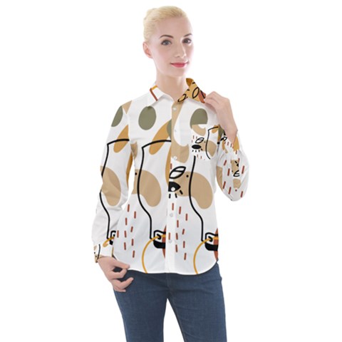 Abstract Bull Art Design Women s Long Sleeve Pocket Shirt by Ndabl3x