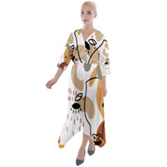 Abstract Bull Art Design Quarter Sleeve Wrap Front Maxi Dress by Ndabl3x