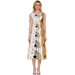 Abstract Bull Art Design V-neck Drawstring Shoulder Sleeveless Maxi Dress by Ndabl3x