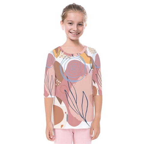 Abstract Circles Art Design Kids  Quarter Sleeve Raglan T-shirt by Ndabl3x