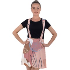 Abstract Circles Art Design Velvet Suspender Skater Skirt