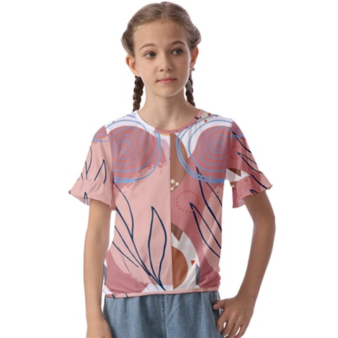 Abstract Circles Art Design Kids  Cuff Sleeve Scrunch Bottom T-shirt by Ndabl3x