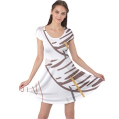 Abstract Hand Vine Lines Drawing Cap Sleeve Dress