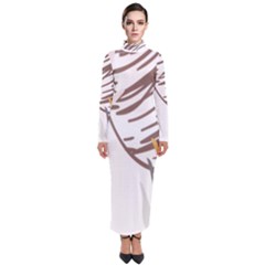 Abstract Hand Vine Lines Drawing Turtleneck Maxi Dress