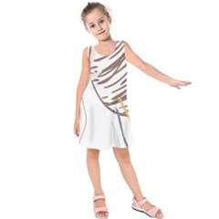 Abstract Hand Vine Lines Drawing Kids  Sleeveless Dress