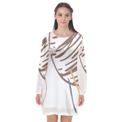 Abstract Hand Vine Lines Drawing Long Sleeve Chiffon Shift Dress  by Ndabl3x