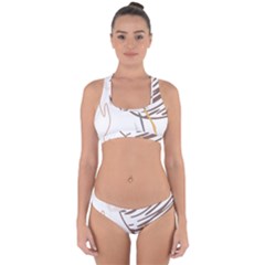 Abstract Hand Vine Lines Drawing Cross Back Hipster Bikini Set