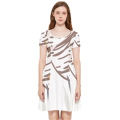 Abstract Hand Vine Lines Drawing Inside Out Cap Sleeve Dress