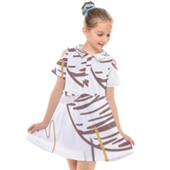 Abstract Hand Vine Lines Drawing Kids  Short Sleeve Shirt Dress