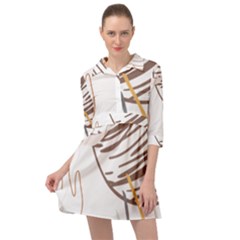 Abstract Hand Vine Lines Drawing Mini Skater Shirt Dress