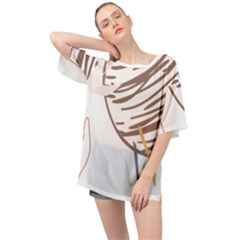 Abstract Hand Vine Lines Drawing Oversized Chiffon Top by Ndabl3x