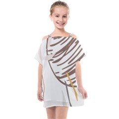 Abstract Hand Vine Lines Drawing Kids  One Piece Chiffon Dress