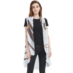 Abstract Hand Vine Lines Drawing Sleeveless Chiffon Waistcoat Shirt