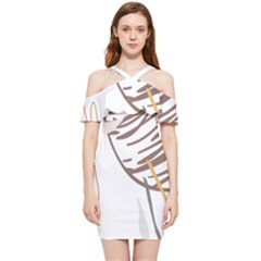 Abstract Hand Vine Lines Drawing Shoulder Frill Bodycon Summer Dress by Ndabl3x