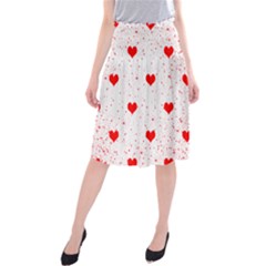 Hearts Romantic Love Valentines Midi Beach Skirt by Ndabl3x