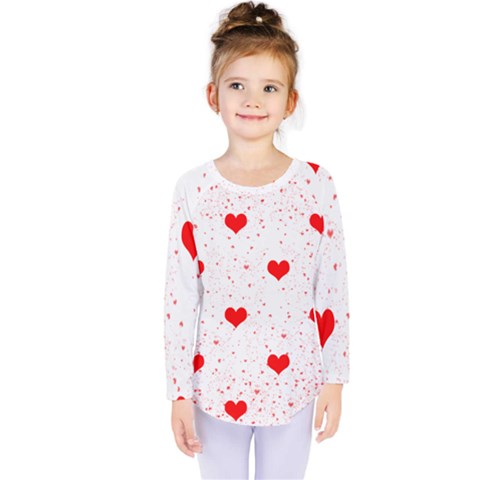 Hearts Romantic Love Valentines Kids  Long Sleeve T-shirt by Ndabl3x