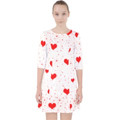 Hearts Romantic Love Valentines Quarter Sleeve Pocket Dress by Ndabl3x