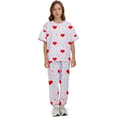 Hearts Romantic Love Valentines Kids  T-shirt And Pants Sports Set