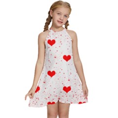 Hearts Romantic Love Valentines Kids  Halter Collar Waist Tie Chiffon Dress by Ndabl3x