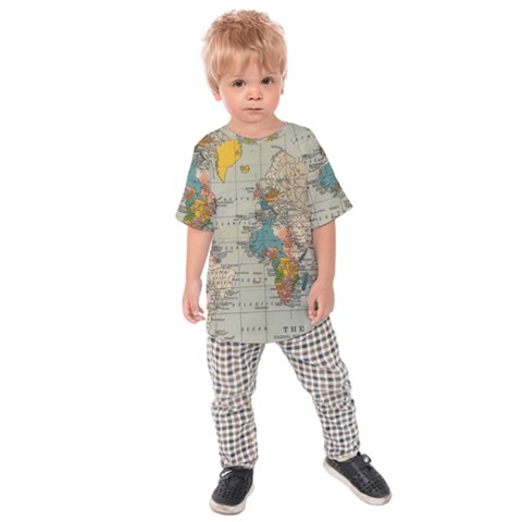 Vintage World Map Kids  Raglan T-shirt by Ndabl3x