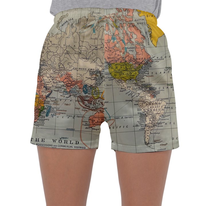 Vintage World Map Sleepwear Shorts