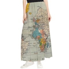 Vintage World Map Maxi Chiffon Skirt by Ndabl3x