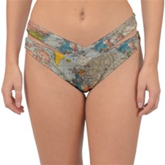 Vintage World Map Double Strap Halter Bikini Bottoms by Ndabl3x