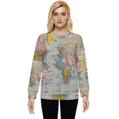 Vintage World Map Hidden Pocket Sweatshirt by Ndabl3x