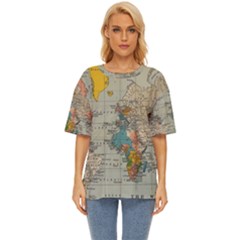 Vintage World Map Oversized Basic T-shirt by Ndabl3x