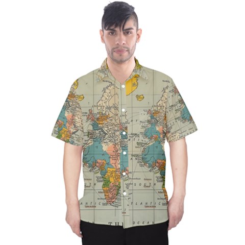 Vintage World Map Men s Hawaii Shirt by Ndabl3x