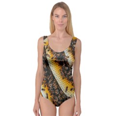 Yellow And Black Bees On Brown And Black Princess Tank Leotard  by Ndabl3x