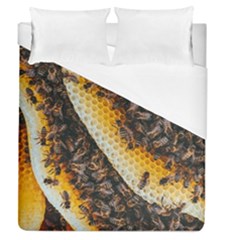 Yellow And Black Bees On Brown And Black Duvet Cover (queen Size) by Ndabl3x