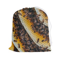 Yellow And Black Bees On Brown And Black Drawstring Pouch (2xl) by Ndabl3x