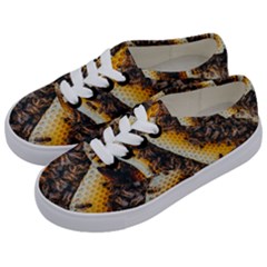 Yellow And Black Bees On Brown And Black Kids  Classic Low Top Sneakers by Ndabl3x