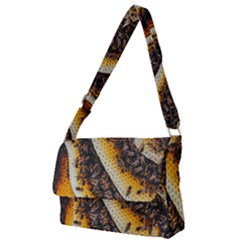 Yellow And Black Bees On Brown And Black Full Print Messenger Bag (l) by Ndabl3x