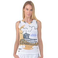 Poster Map Flag Lotus Boat Women s Basketball Tank Top by Grandong