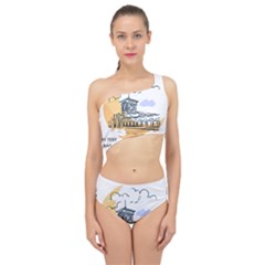 Poster Map Flag Lotus Boat Spliced Up Two Piece Swimsuit by Grandong