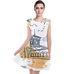 Poster Map Flag Lotus Boat Tie Up Tunic Dress by Grandong