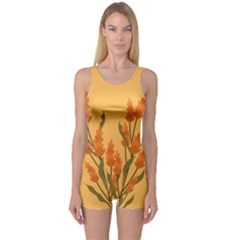 Yellow Flowers Flowers Watercolor One Piece Boyleg Swimsuit by Grandong