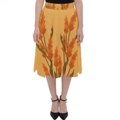 Yellow Flowers Flowers Watercolor Classic Midi Skirt